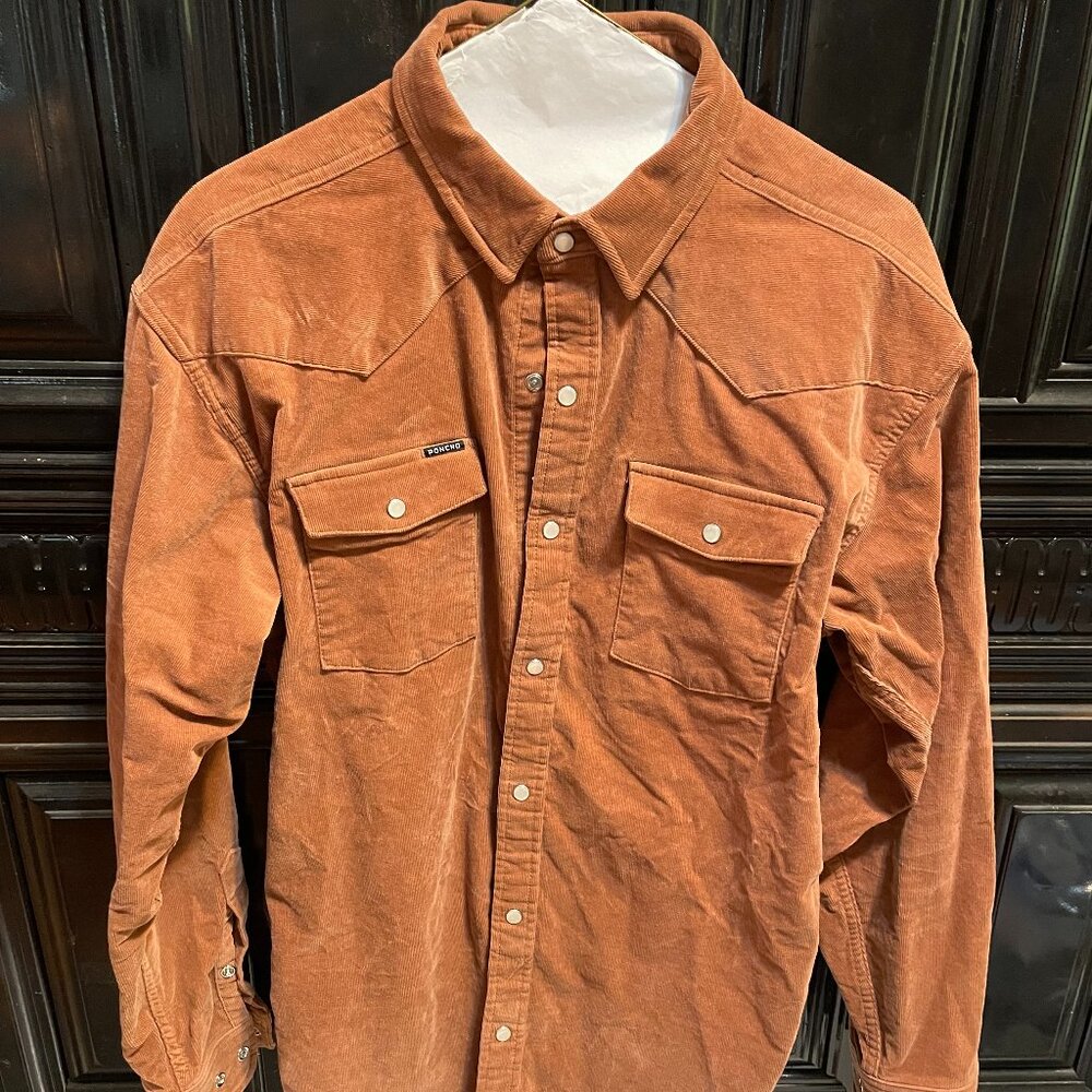 Poncho Corduroy Auburn Long Sleeve Shirt Mens M